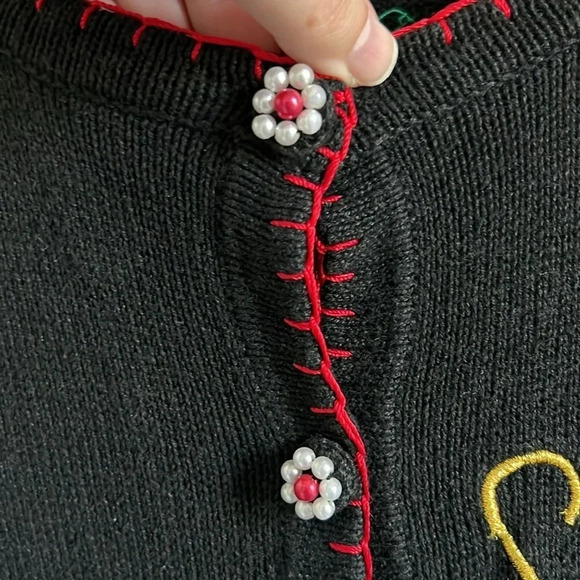 Vintage B.P. Design Beaded Embroidered Ugly Christmas Sleigh Cardigan Sweater - Picture 4 of 6